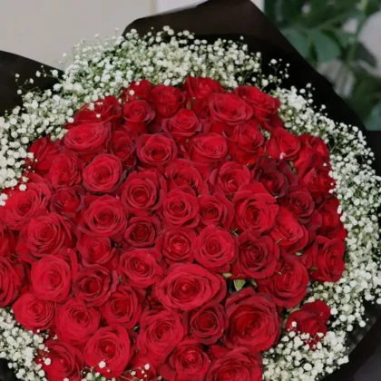 VIP Wrapped Rose & Gypsophila Arrangement