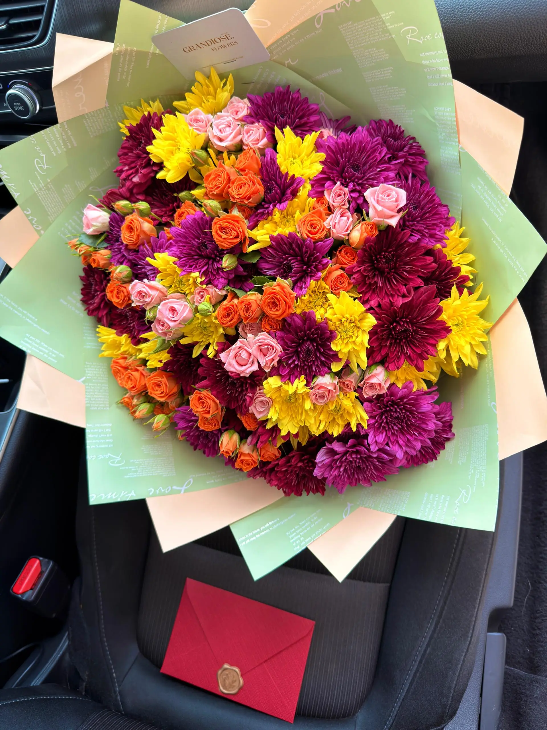 Mixed Chrysanthemums and Roses Bouquet - Image 2