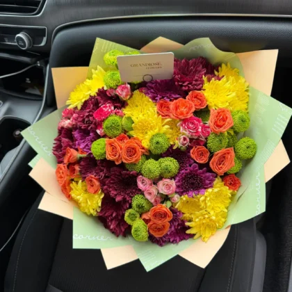 Mixed Chrysanthemums and Roses Bouquet
